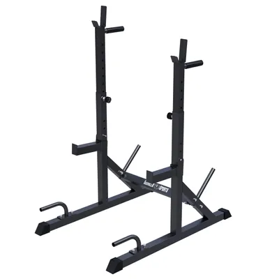 Produktbild von GORILLA SPORTS® Squat Rack - Breite und Höhe Verstellbar, mit Dip Station, 30/31mm Scheibenhalter - Hantelständer, Langhantelständer, Hantelablage