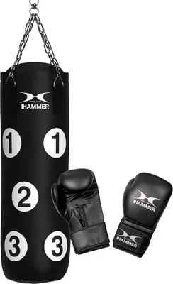 Immagine prodotto di HAMMER set per sparring boxe, sacco da boxe 80 cm, guantoni da boxe, girevole