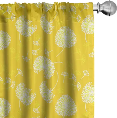 Obrázok produktu pre ABAKUHAUS Žlté a biele závesy, záclony, abstraktné jemné kvety púpavy s rozfúkanými lístkami, jar, 2 kusy 75 x 245 cm, žltá biela