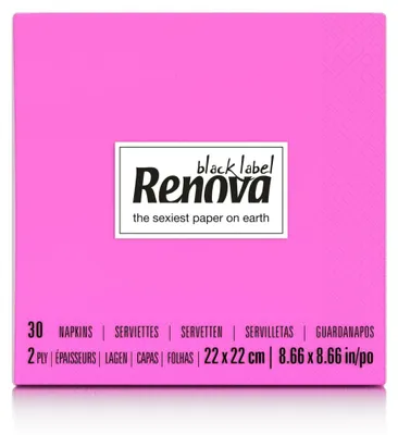 Image de Serviettes de cocktail Renova, couleur fuchsia, paquet de 30 serviettes