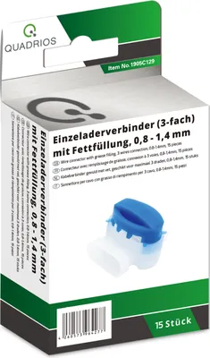 Produktbild von QUADRIOS, 1905C129, Aderverbinder 3-polig, Gel-gefüllt, Blau, 0,5 – 1,5 mm, 15 St