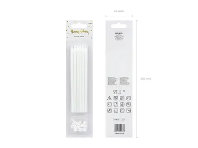 Immagine prodotto di Candele di compleanno bianche 14cm, 12 pezzi