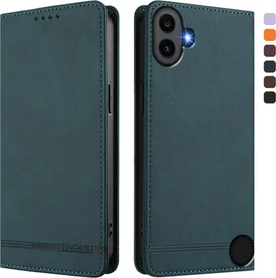 Produktbild von Hülle für Nothing CMF Phone 1, Retro Kunstleder Ständer Klapphülle mit Kartenfächer und Magnetische Grün