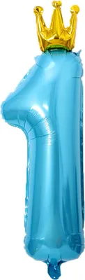 Produktbild von Oblique Unique XXL Folien Luftballon Zahl 1 mit Krone Ballon Deko für 1. Geburtstag Jubiläum Party Kindergeburtstag - blau