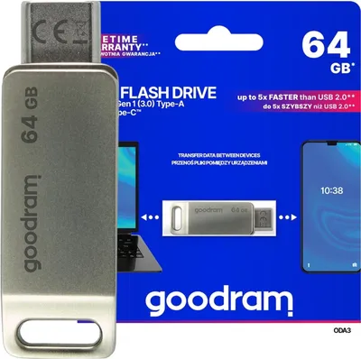 Image de GoodRam Goodram ODA3 Clé USB 64 Go USB Type-A / USB Type-C 3.2 Gen 1 (3.1 Gen 1) Argent