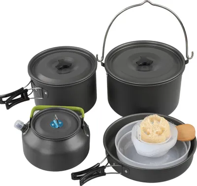 Produktbild von Tragbares Camping-Kochgeschirr-Set fuer den Aussenbereich, Wanderpfannen, Kochgeschirr fuer 5šC6 Personen
