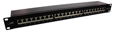 Zdjęcie produktu dla InLine 76824S, RJ45, Cat6a, Montaż półkowy, 1U, Czarny, 110 x 5 x 43 mm