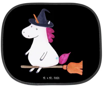 Produktbild von Mr. & Mrs. Panda Auto Sonnenschutz Einhorn Hexe - Schwarz - Geschenk, Leben, Unicorn, Hitzeschutz, Teufel, Freundin, autofenster uv schutz, Autoscheiben, Einhörner
