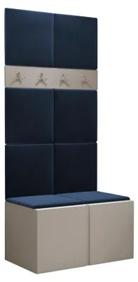 Produktbild von MIRJAN24 Garderoben-Set Orion IV, Garderobe mit Sitzbank mit 8 x Wandpanel 42x42 (Farbe: Cashmere, Polo 891)