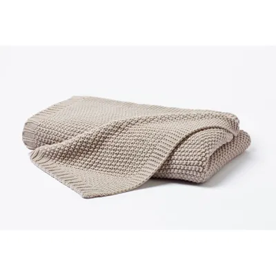 Produktbild von Hahn Wohndecke Strickdecke Perlmuster Kuscheldecke Sofadecke waschbar pflegeleicht hochwertig strapazierfähig hautfreundlich 130x170 cm Natur