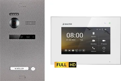 Produktbild von BALTER EVO HD Karbon-Silber Video Türsprechanlage Set 1 Teilnehmer 7" Monitor Weiß