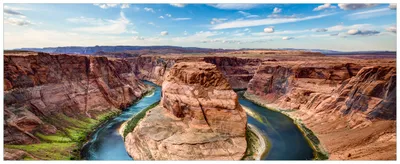 Produktbild von Wallario Premium Glasbild, freischwebende Optik, kräftige Farben, Größe 125 x 50 cm Motiv Grand Canyon