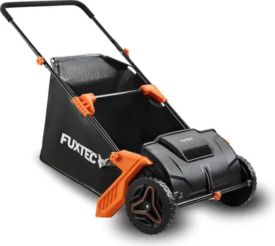 Immagine prodotto di FUXTEC Raccoglitore di foglie e erba FX-LS52, larghezza di lavoro 530 mm, profondità regolabile 0-40 mm, sacco di raccolta da 100 L, leggero e maneggevole (6,5 kg)