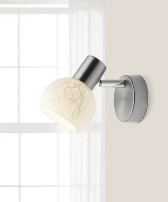 Produktbild von BRILLIANT Wandspot Bona | moderner Wandspot | Metall/Glas | eisen/weiß | schwenkbar | 1x E14 max. 40 W