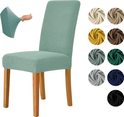Produktbild von MEBLE ODNOWA, Stuhlhusse, Stuhlbezug, Standardgröße, Jacquard, Grün, Karostruktur, elastisch, Stuhlbezüge, Stuhlhussen, maschinenwaschbar