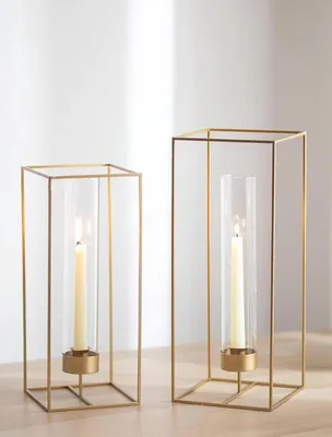 Image de Grande lanterne en verre pour bougies, style minimaliste, pour l'extérieur
