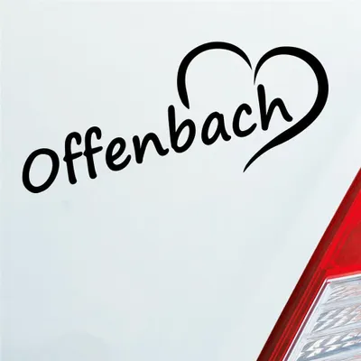 Produktbild von Auto Aufkleber Offenbach Herz Stadt City Liebe Love Heart 19x8 cm Schwarz Glanz Sticker Heckscheibenaufkleber