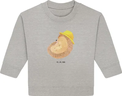 Produktbild von Mr. & Mrs. Panda Organic Baby Pullover Igel Beten 6. - 12. Monat - Heather Grey - Geschenk, Dankbarkeit, Sonnenhut, Lustige Sprüche, Genießen, Leben, Bullover, Dankbar