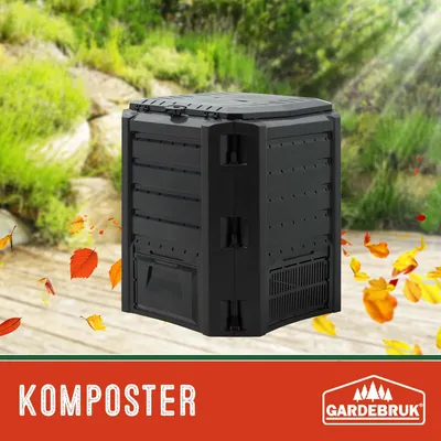 Produktbild von Hotbin Komposter, Schwarz, 380 l, 72 x 72 x 83 cm, Schnellzersetzung