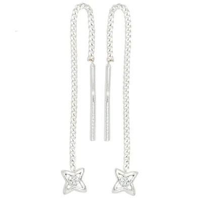 Image de Boucles d'oreilles à enfiler JOBO « Étoile », argent sterling 925 rhodié, avec 2 zircons