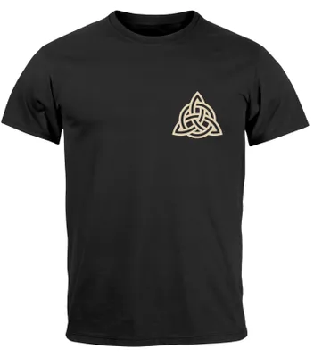 Produktbild von Herren T-Shirt Aufdruck Logo Wikinger nordische Mythologie Valknut Wotansknoten Valhalla Neverless® schwarz L