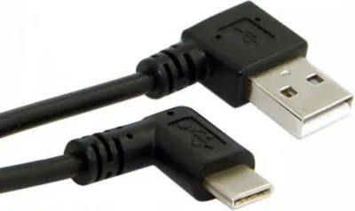 Produktbild von SYSTEM-S USB Kabel 45-80 cm USB 3.1 Typ C gewinkelt zu USB A 2.0 links gewinkelt Spiralkabel