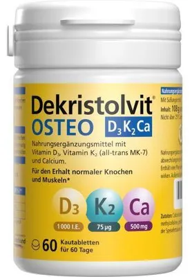 Obrázok produktu pre Dekristolvit Osteo D3K2 Ca, rozžuvacie tablety, 60 ks