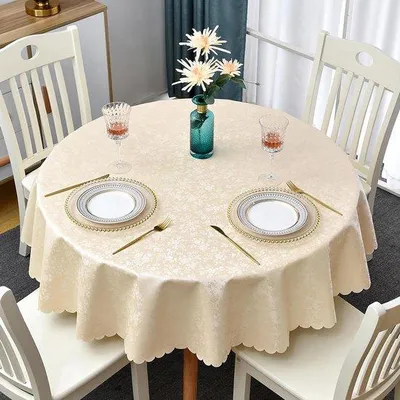 Produktbild von Beige Wasserfesttischdecke - 1 Stück - 140 cm - Kunststoff