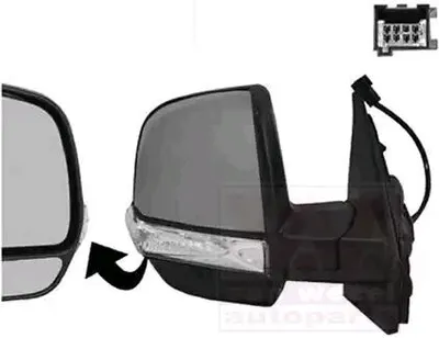Produktbild von VAN WEZEL 1638816 Außenspiegel Seitenspiegel Rechts für FIAT DOBLO Kasten/Kombi (263) Konvex Beheizt Grundiert
