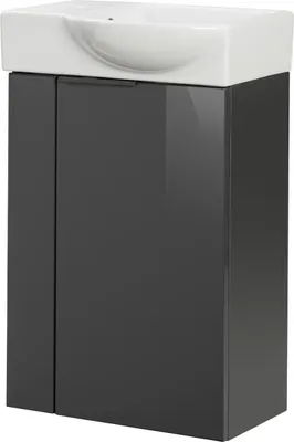 Produktbild von Fackelmann SBC LUNA Gäste WC Set 2-teilig 45 cm, Anthrazit, rechts, Keramik Hahnloch links