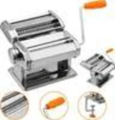 Produktbild von Nudelmaschine Manuell Pastamaschine Pasta Maker Kitchen aid Pasta Maschine Edelstahl fuer Spaghetti, Lasagne, Tagliatelle