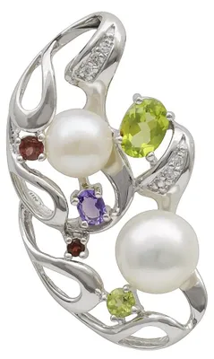 Produktbild von Anhänger Süßwasser Perlen Amethyst Granat Peridot multicolor 925 Silber Damen