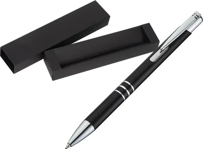 Produktbild von Kugelschreiber aus Metall / mit Pappetui / Farbe: schwarz