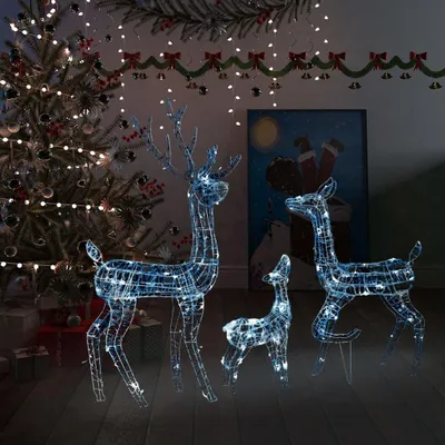 Zdjęcie produktu dla vidaXL Rodzina reniferów LED Dekoracja świąteczna akrylowa 300 LED zimna biel