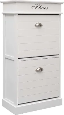 Produktbild von Schuhschrank Weiß 50 x 28 x 98 cm Paulownia Holz