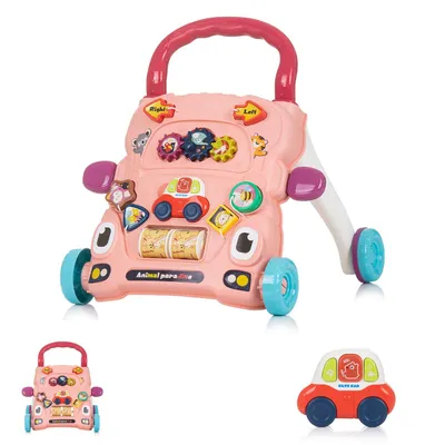 Produktbild von Chipolino Funny Animals Kinderwagen mit Spielzeugauto & Musik Pink