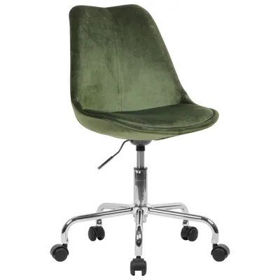 Produktbild von Schreibtischstuhl Grün Samt | Design Drehstuhl mit Lehne | Arbeitsstuhl mit 110 kg Maximalbelastung | Schalenstuhl mit Rollen | Stuhl drehbar