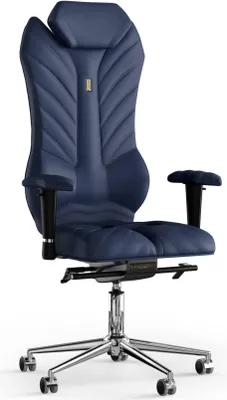 Produktbild von KULIK SYSTEM Monarch - Büro- und Heimstuhl mit patentierter ergonomisch geformter Rückenstütze und Sitzkissen - Kunstleder Blau