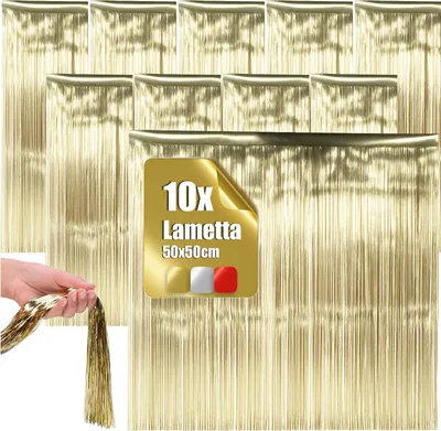 Produktbild von com-four® 10x Lametta - goldfarbene Lametta Girlande für Weihnachten