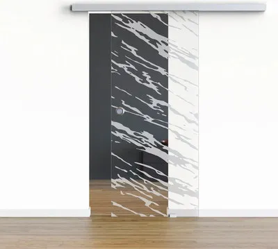 Produktbild von Pertura Glasschiebetür Komplettset Glera Vision 01 900x2175 mm Rechts inkl. Beschlag Selir Aluminium natur,Griffmuschel