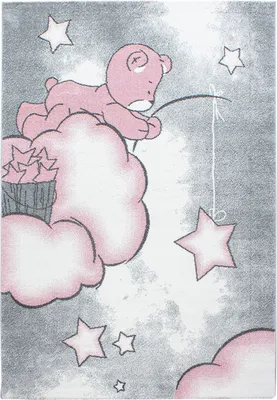 Produktbild von Villa Möbel Kidaro Kinderzimmerteppich, Kinderteppich, Frisee, Bär Design, Farbe:Pink, Grösse:80x150 cm