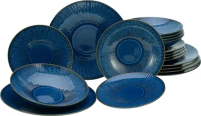 Produktbild von CreaTable, 10591, Sea Breeze Blue, Tellerset 18-tlg, Steinzeug