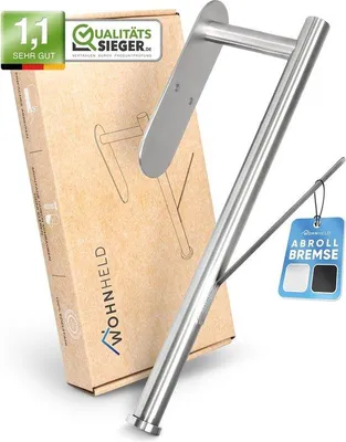Produktbild von Unyqoos® Küchenrollenhalter ohne Bohren – Abrollstopp & Einhand-Abreißen, selbstklebend, gebürsteter Edelstahl SUS 304, silber, 31,5×9,5×4,5 cm, für Küche