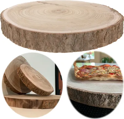Produktbild von LS-LebenStilXL Rindenbrett Baumscheibe Rund Holz Ø 29-34cm Astscheibe Rindenscheibe Holzscheibe Holzbrett Servierbrett Platzteller Kerzenteller