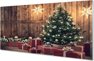 Produktbild von Glasbilder 100x50 Wandkunst Geschenke Weihnachtsbaumdekoration Bretter