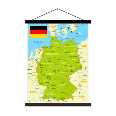 Obrázek produktu pro MuchoWow® Textilní plakát - Barevná mapa Německa - 90x120cm - S černými lamelami