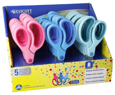 Produktbild von Westcott Softgrip Kinderschere 24 Stück Displaybox | Schere mit ergonomischem Gr