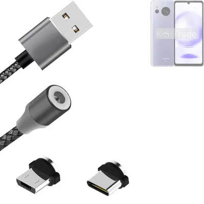 Produktbild von K-S-Trade Hochwertiges Magnet-Lade-kabel Sync-Kabel Daten-Kabel für Sharp Aquos Sense8 mit USB-Typ-C-Anschluss und Micro-USB-Anschluss 2A bis zu