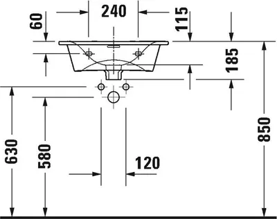 Produktbild von Duravit DU Möbelhandwaschbecken Viu 530mm, Weiß mit Überlauf, mit HLB, 1 Hahnloch