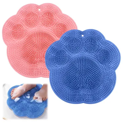 Produktbild von 2-teiliges Fußbürsten-Set für die Dusche, rutschfestes Silikon-Massagepad, Fußschrubbermatte, Badewannen-Massagepad mit rutschfesten Saugnäpfen, für Fußpflege, Entspannung und verbesserte Durchblutung (blau, rosa)